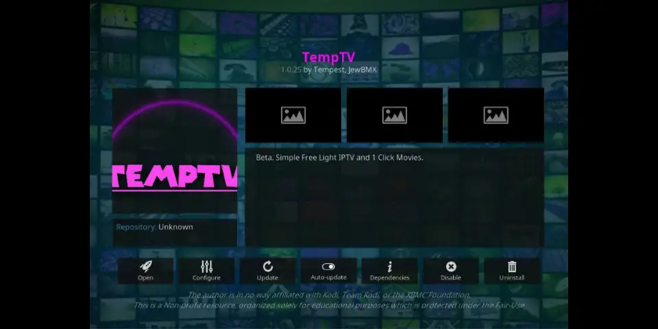 Addon TempTV en Kodi
